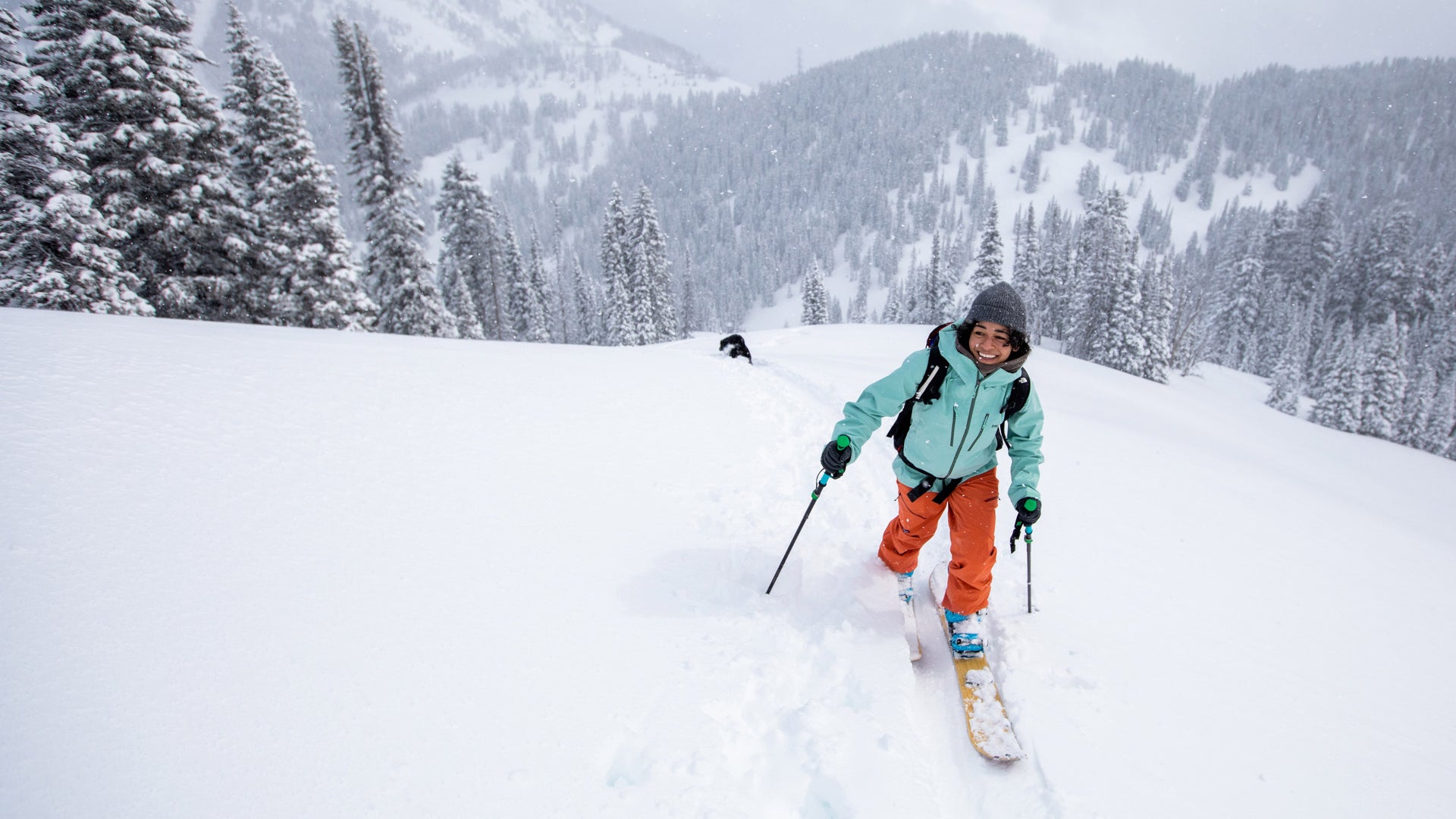 Emilé Zynobia in the backcountry near Jackson, Wyoming, on a quick morning outing. Photo: Sofia Jaramillo