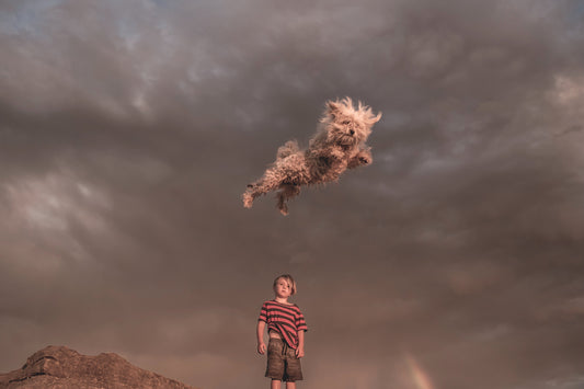 Opening image: Young Owen Richards and Doug, challenging gravity to come get him. Photo SA Rips