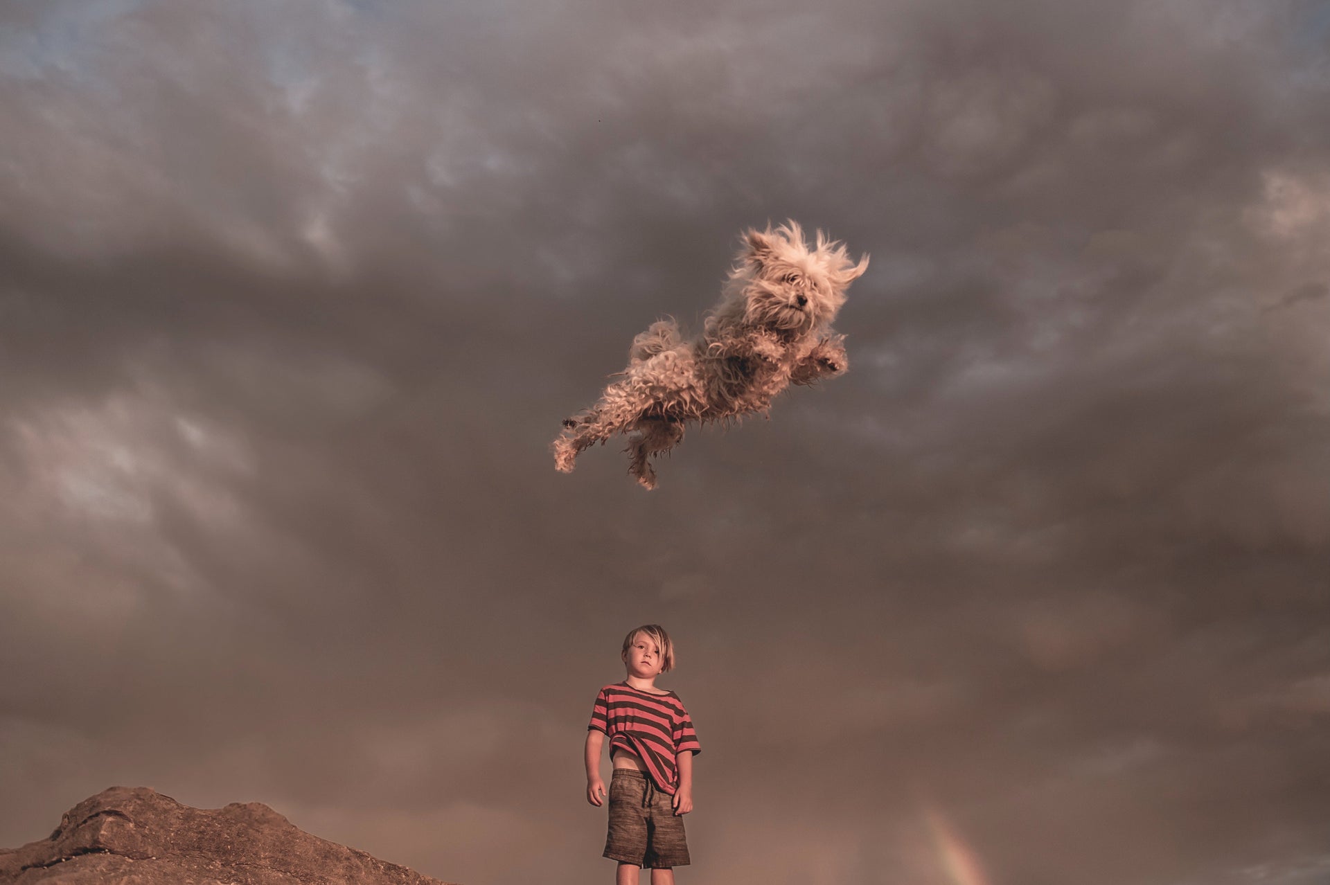 Opening image: Young Owen Richards and Doug, challenging gravity to come get him. Photo SA Rips