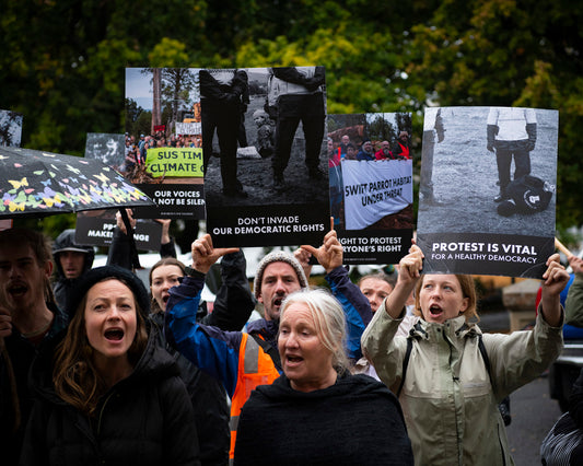 Opening image: The Bob Brown Foundation has led the campaign against Tasmania’s increasingly punitive environmental protest laws. Photo courtesy BBF