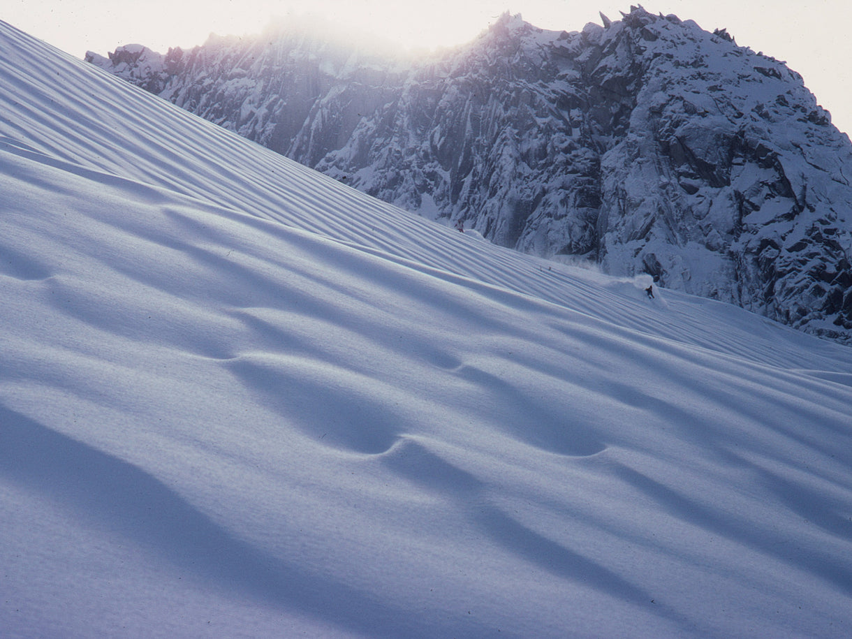 “This is me skiing on France’s Grand Montets and using the first drone, which I don’t even remember having back in the early 1980s.* This is the only time I ever saw waves of perfect powder here.” (*Insert sarcastic wink) Photo: Gary Bigham