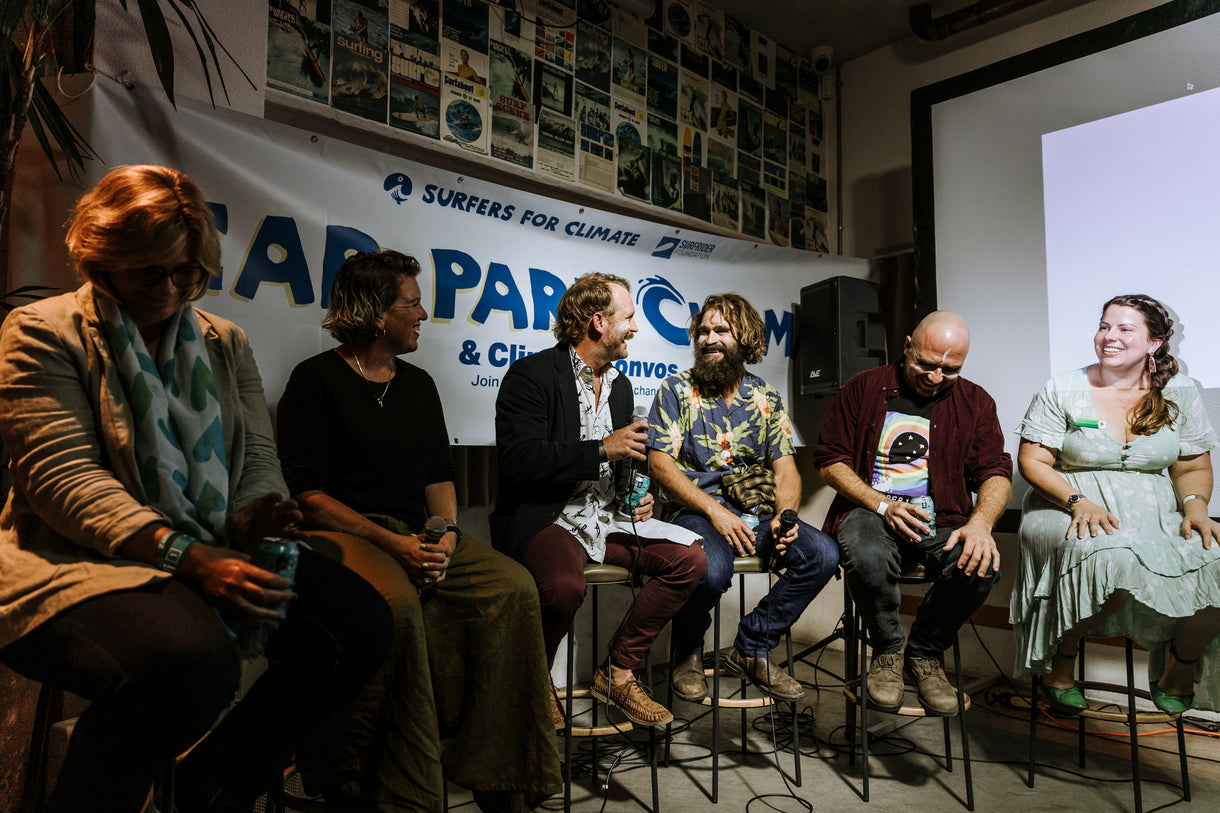 Touring a panel of passionate surfers and climate activists was bound to go off the rails sooner or later. Image: Jarrah Lynch