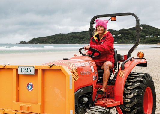Opening image: Heli at work, lifeguarding on Main Beach, Byron Bay. It's a colourful but challenging job. Photo Clem Bourke