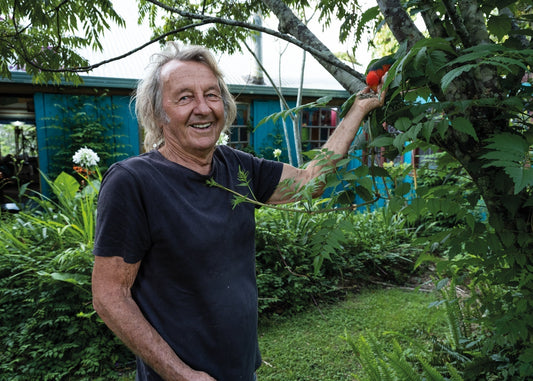 Opening image: Albe has been on his North Coast property for over 50 years now, and has transformed it into a green riot, home to a menagerie of creatures including some resident king parrots. Photo Shorty