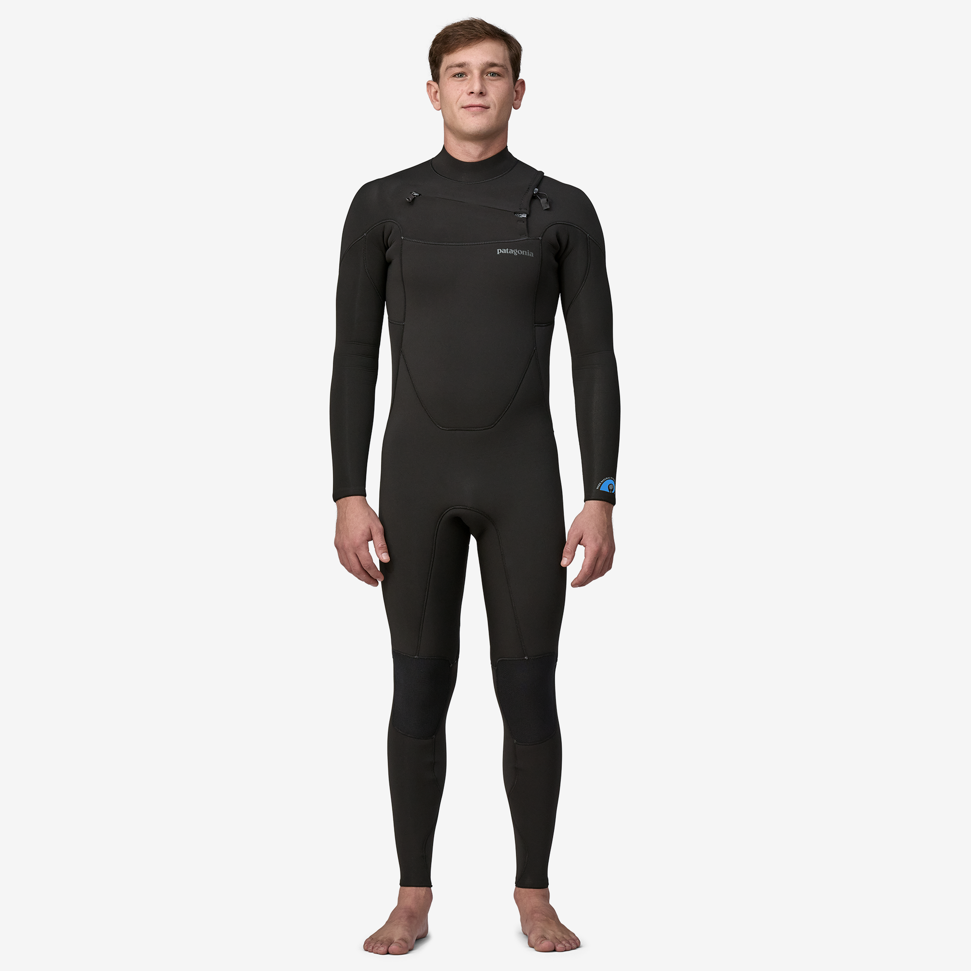 Patagonia R1 Yulex Regulator Front-Zip Neoprene-free 3/2.5 mm front-zip steamer — full deck view