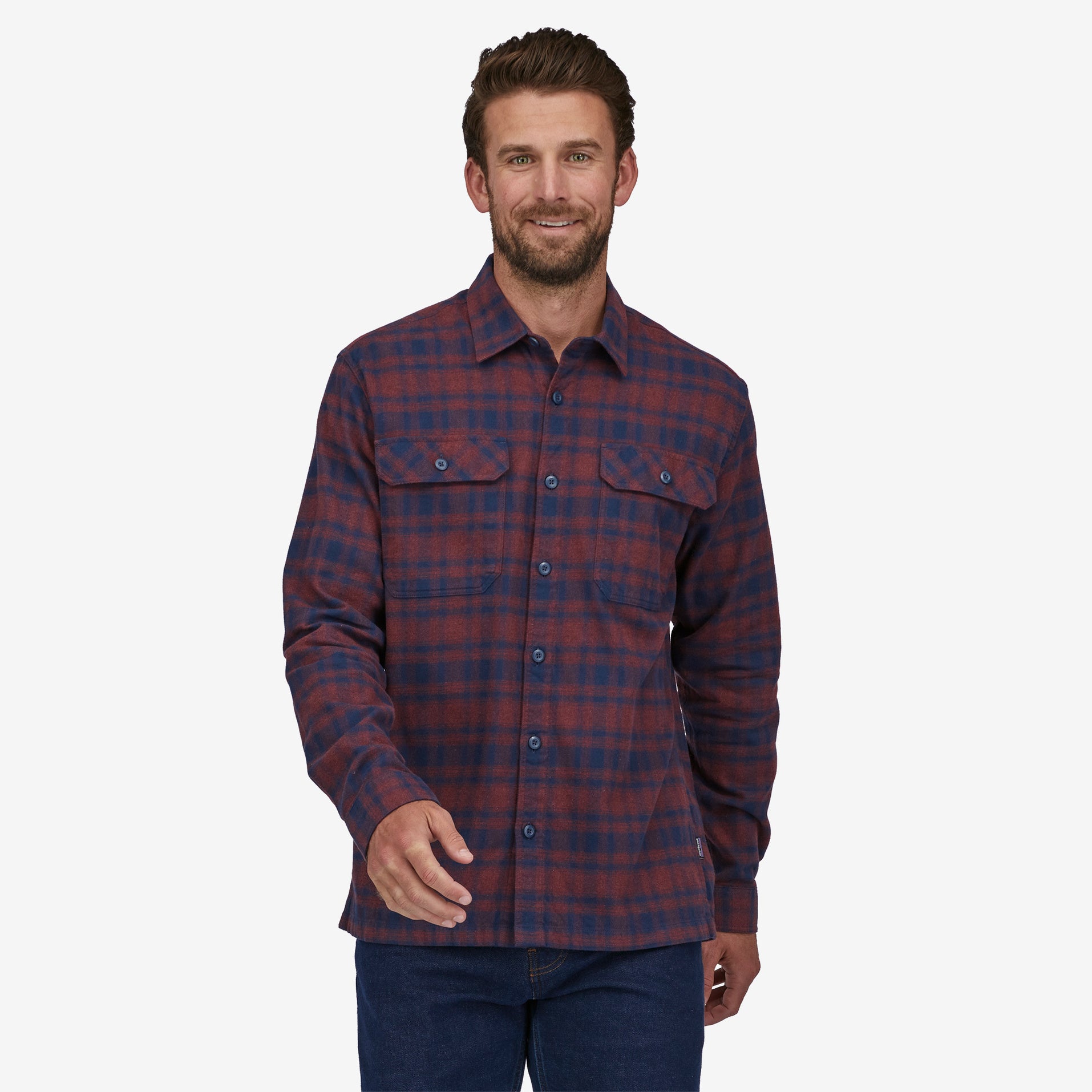 Men s Long Sleeved Organic Cotton Midweight Fjord Flannel Shirt Patagonia Australia